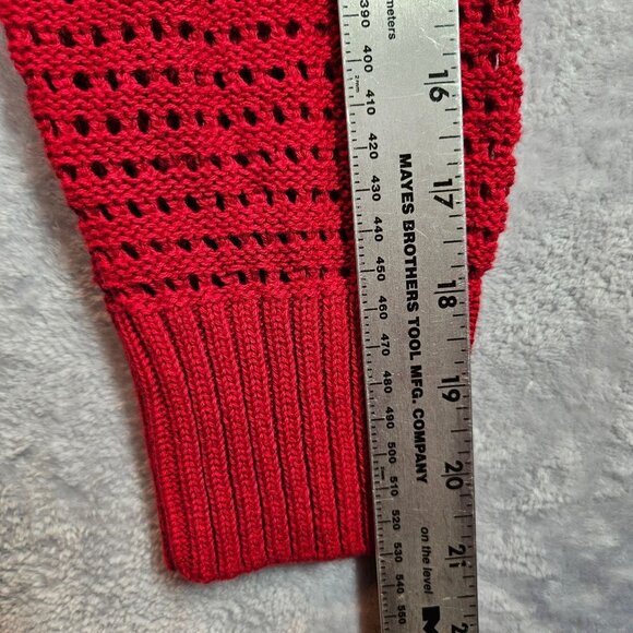 NWT Lane Bryant Womens 3X Red Open Knit V-Neck Sweater 100% Cotton Bold colorful - Picture 8 of 13